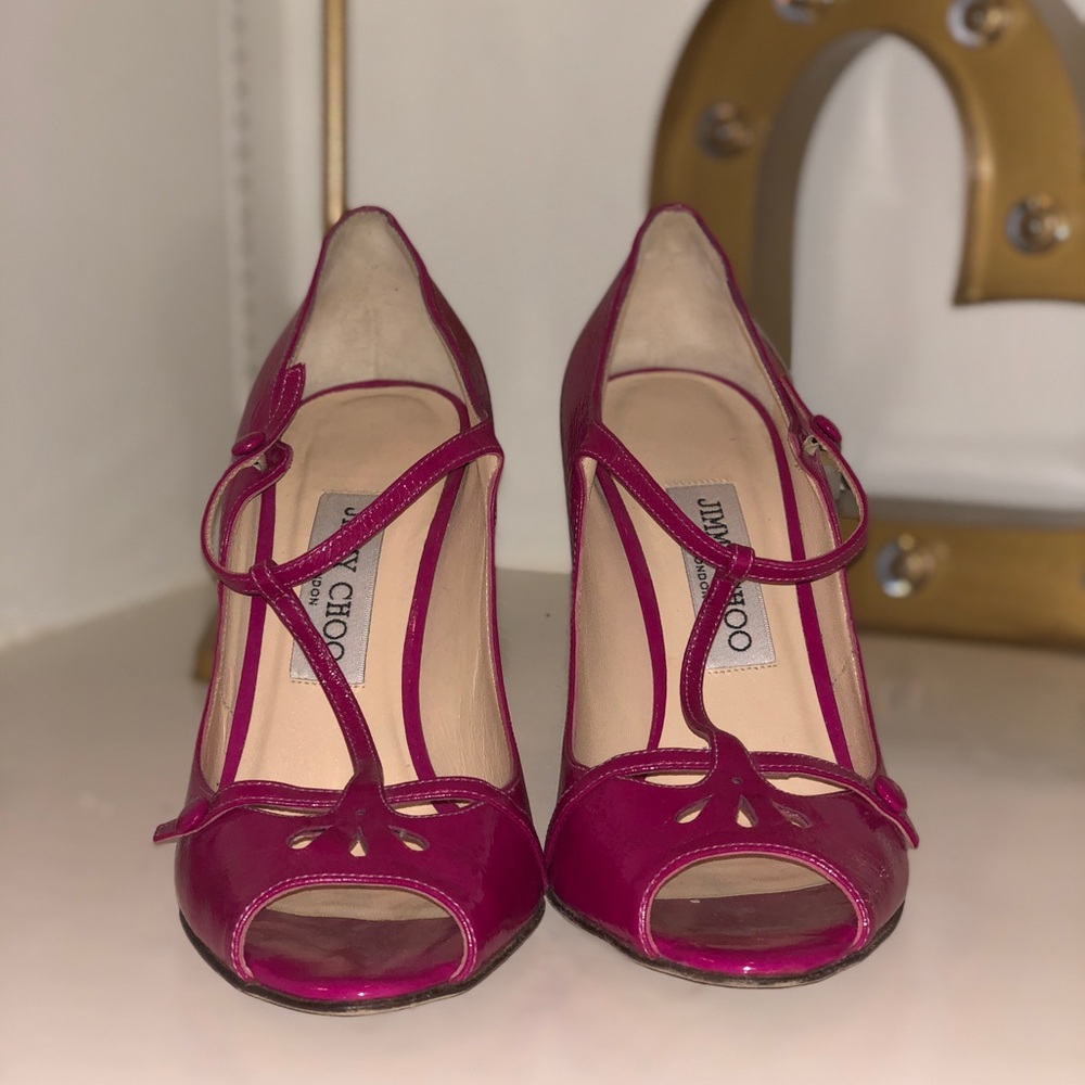 Jimmy Choo Open Toe Pink Heels